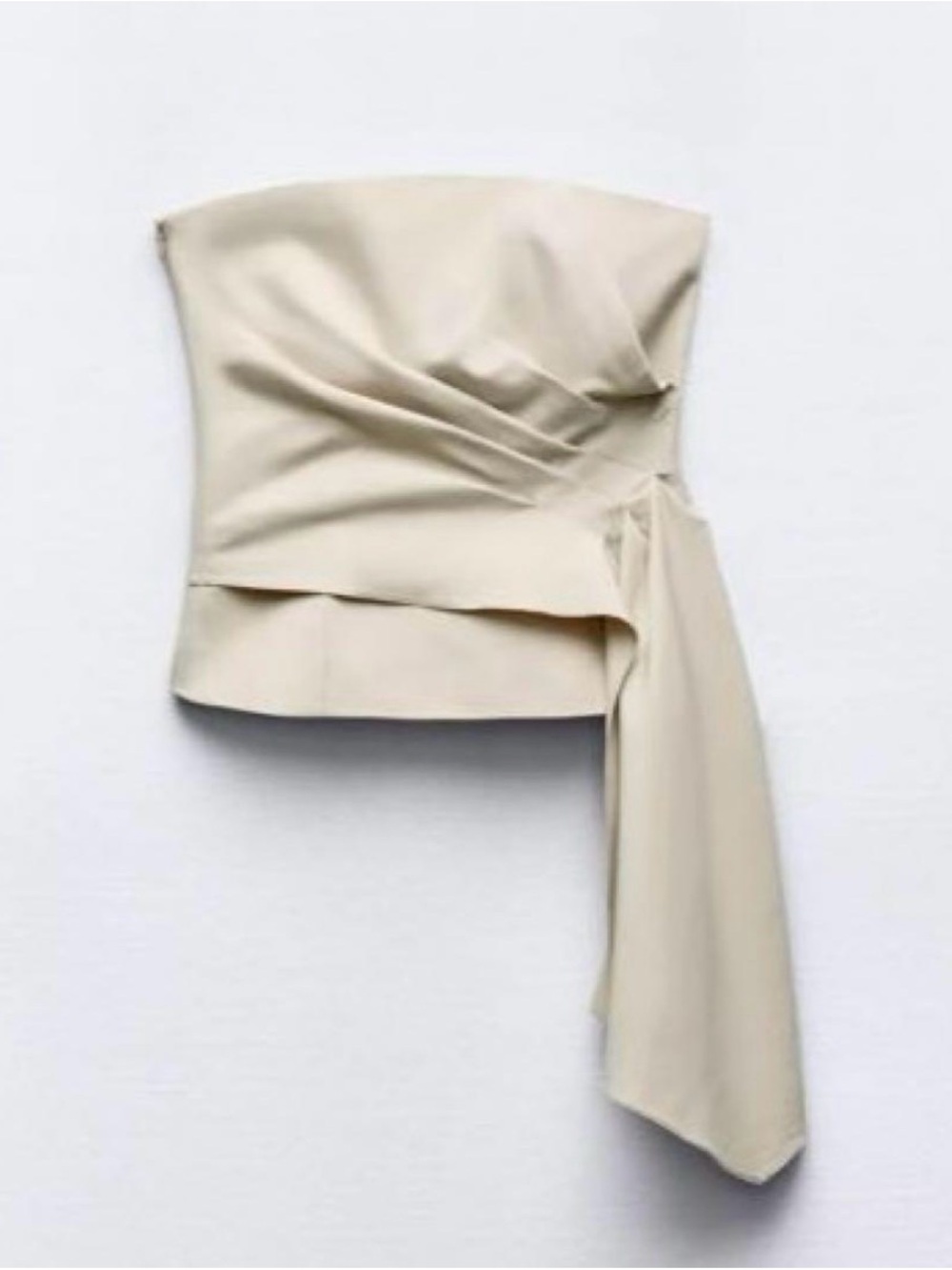 Zara Cream Strapless Draped Top with Side Sash